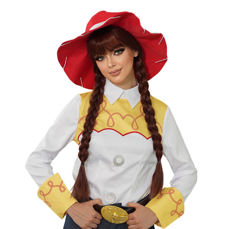 White Smoke Jessie Cosplay Wig - Toy Story 2 (Red Braided Cowgirl) (FEVERCOS)