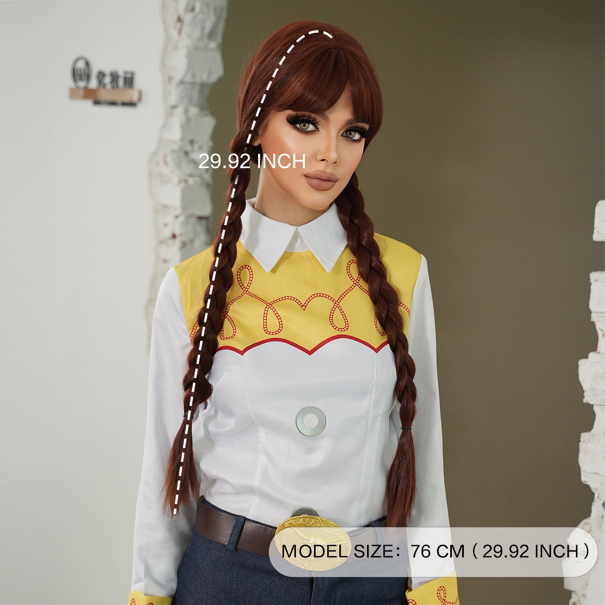 Dark Olive Green Jessie Cosplay Wig - Toy Story 2 (Red Braided Cowgirl) (FEVERCOS)