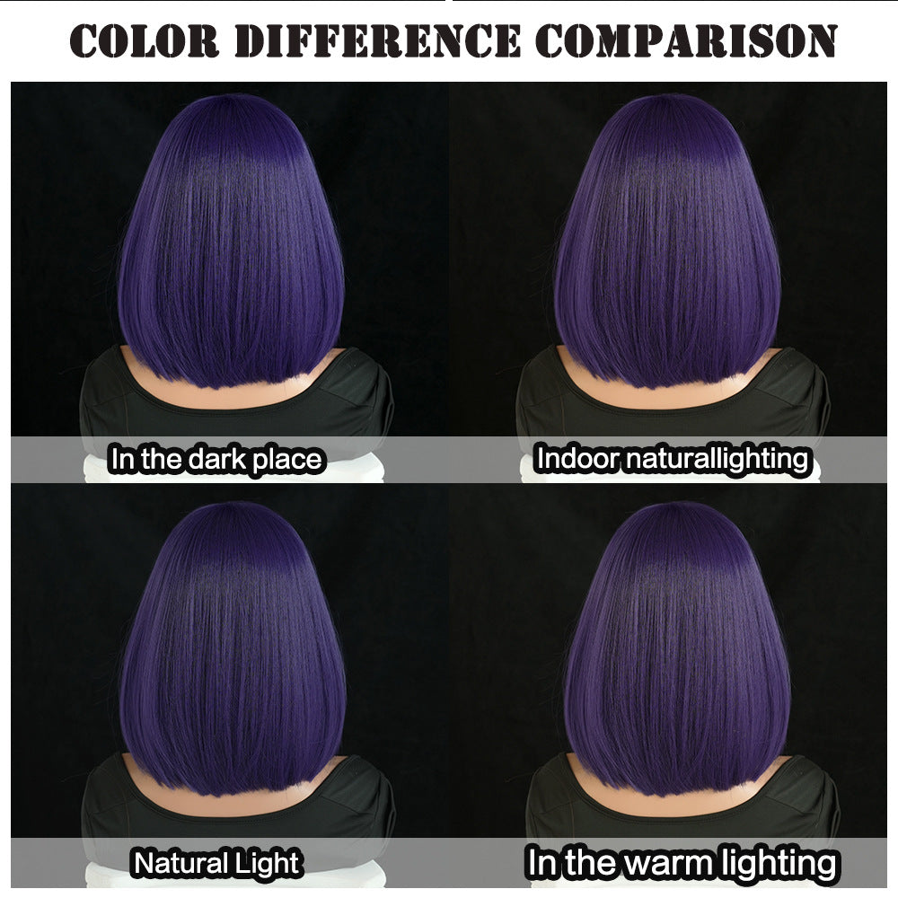 Black Raven Cosplay Wig - Teen Titans (Purple Short Straight) (FEVERCOS)