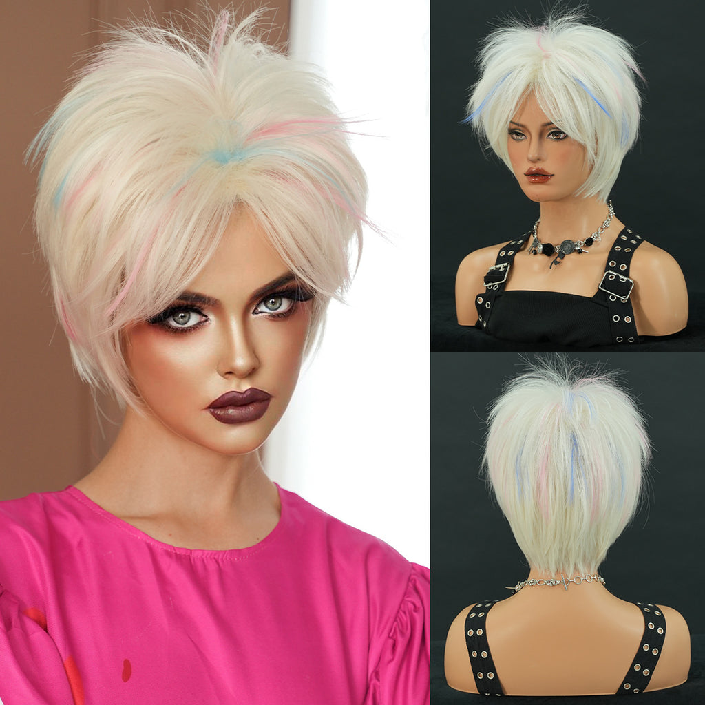 White Smoke Weird Barbie Cosplay Wig - Movie Collection (Messy Choppy Blonde) (FEVERCOS)