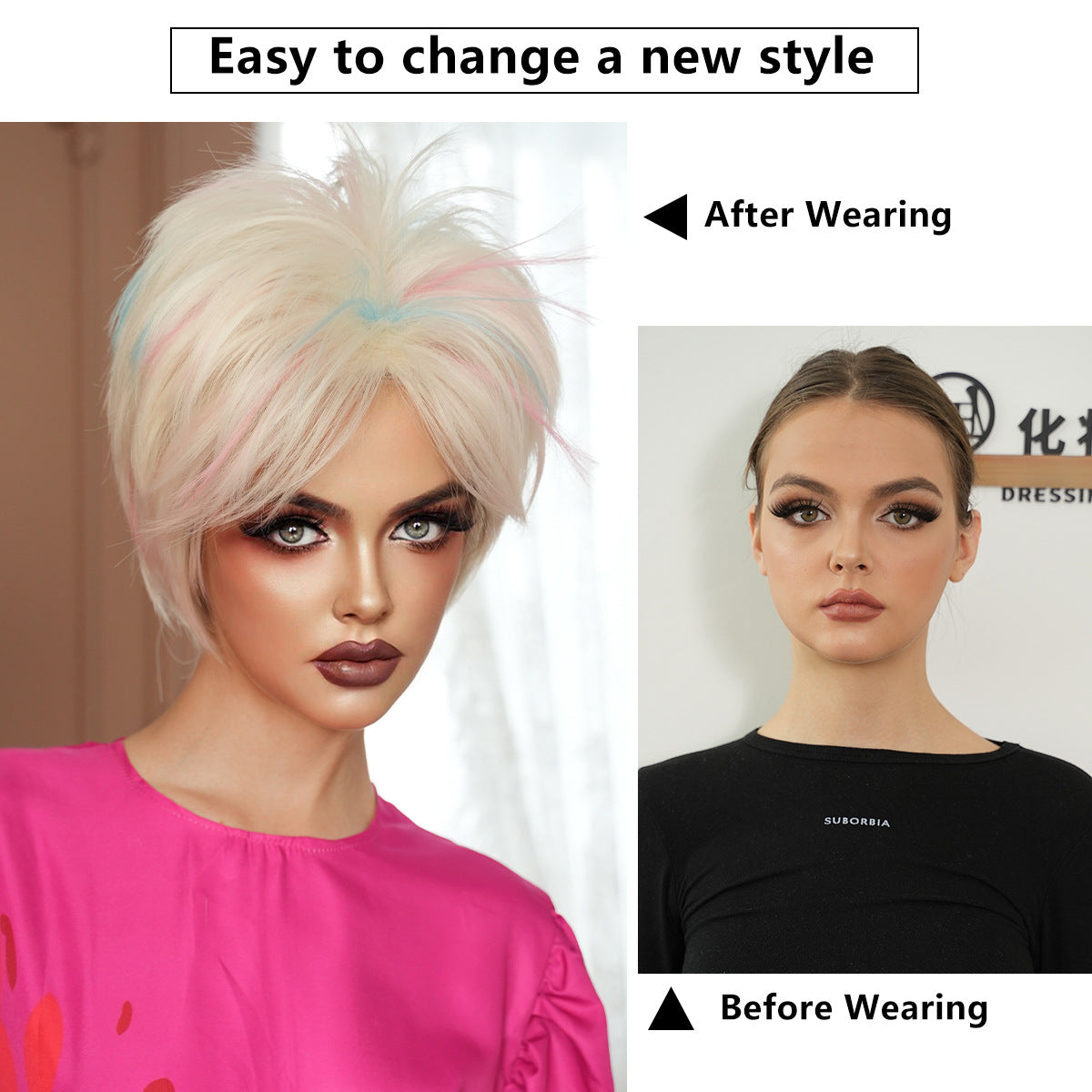 White Smoke Weird Barbie Cosplay Wig - Movie Collection (Messy Choppy Blonde) (FEVERCOS)