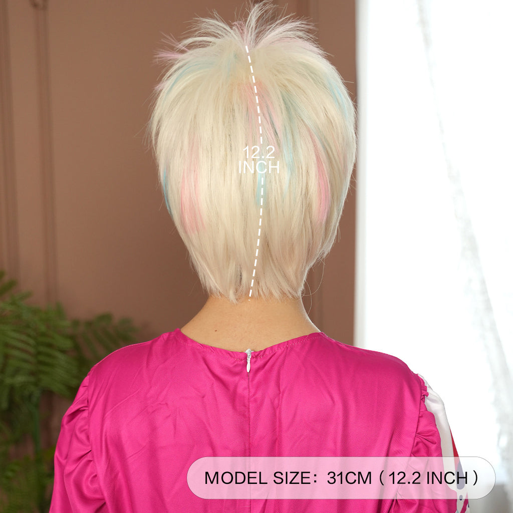 White Smoke Weird Barbie Cosplay Wig - Movie Collection (Messy Choppy Blonde) (FEVERCOS)
