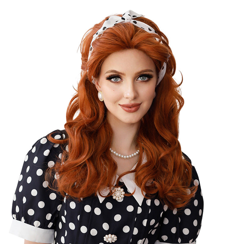 White Smoke Lucy Ricardo Cosplay Wig - I Love Lucy (Vintage Red Retro Updo) (FEVERCOS)
