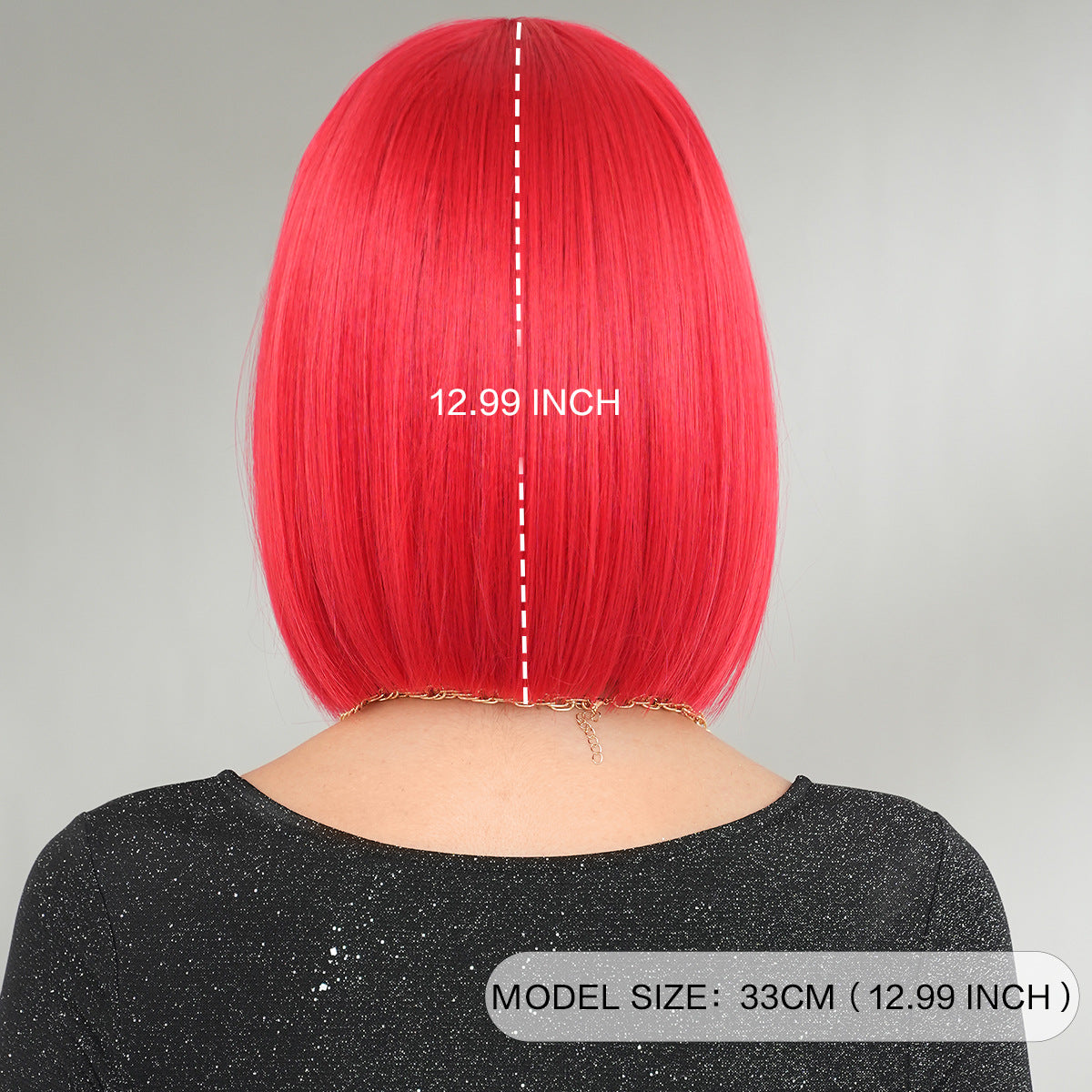 Gray Vibrant Red Short Wig - Halloween Collection (Middle Part Straight) (FEVERCOS)