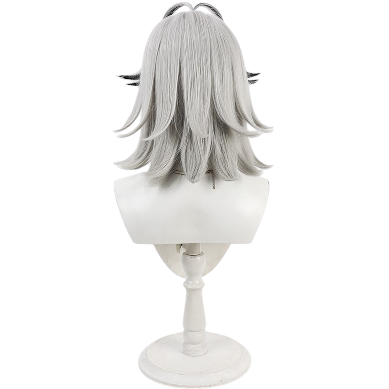 White Smoke Rokuro Cosplay Wig - Tougen Anki (Silver White Black Highlights Scalp) (FEVERCOS)