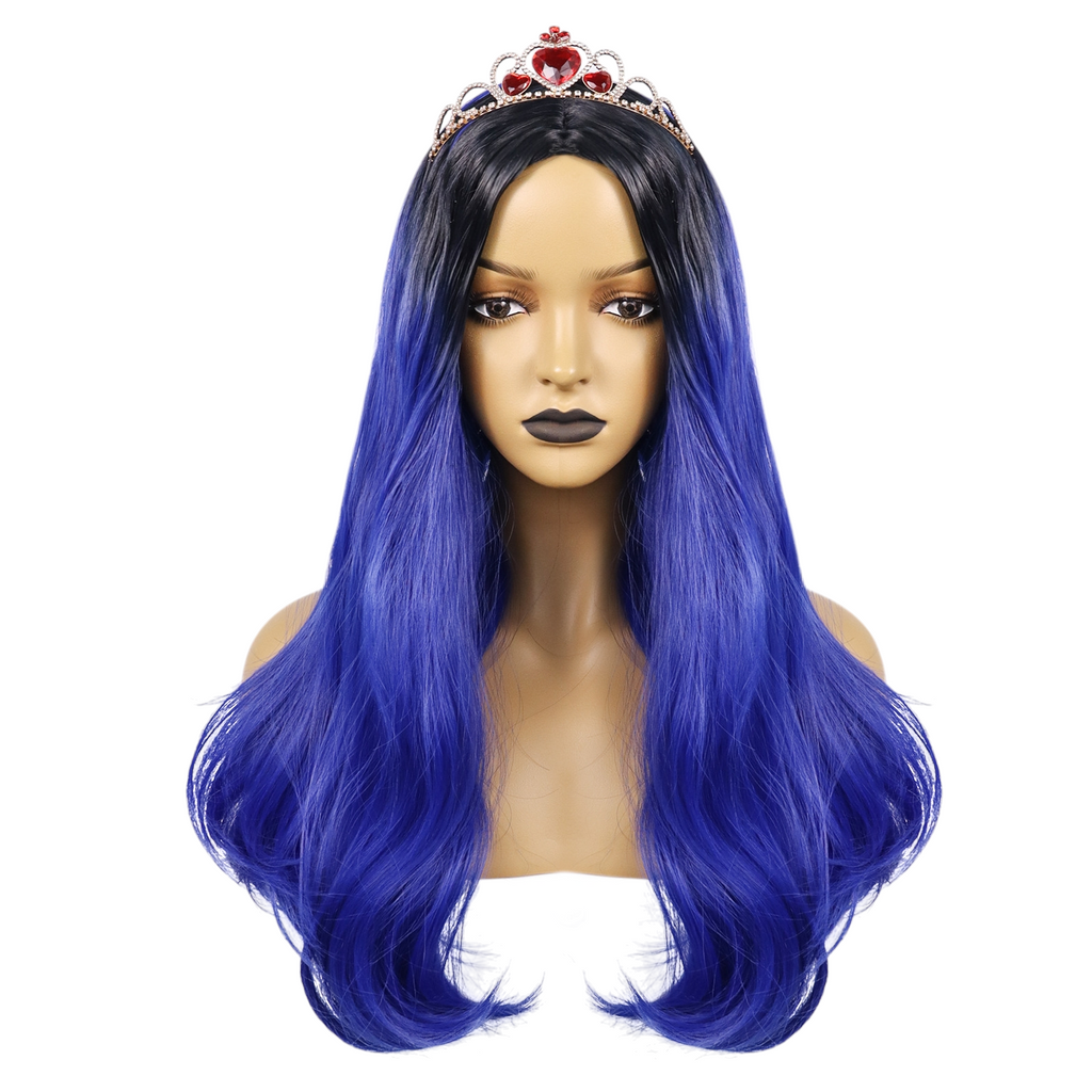 White Smoke Evie Cosplay Wig - Descendants 2 (Blue Gradient Long Curly) (FEVERCOS)
