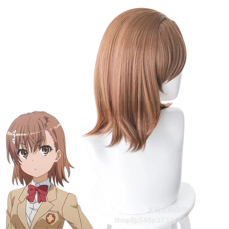 White Smoke Mikoto Misaka Cosplay Wig - A Certain Scientific Railgun (Brown Short) (FEVERCOS)