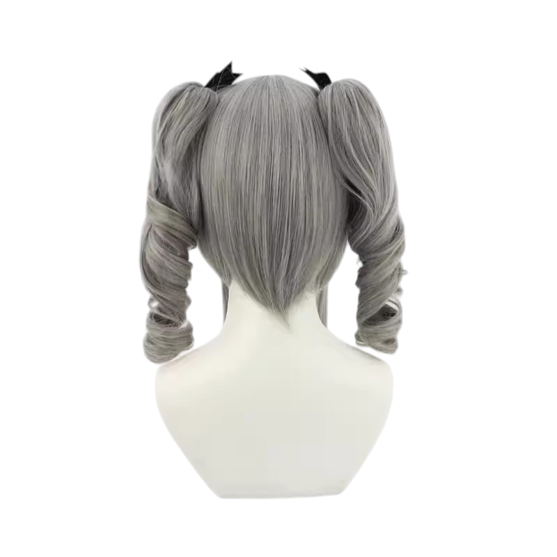 White Smoke Ranko Kanzaki / Bronya Style Cosplay Wig - Idolmaster Cinderella Girls (Silver Twin Tails) (FEVERCOS)