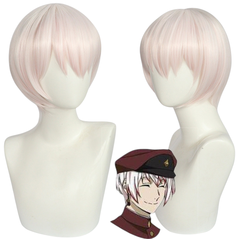 Light Gray Saigiku Jouno Cosplay Wig - Bungo Stray Dogs (White/Red Tips) (FEVERCOS)