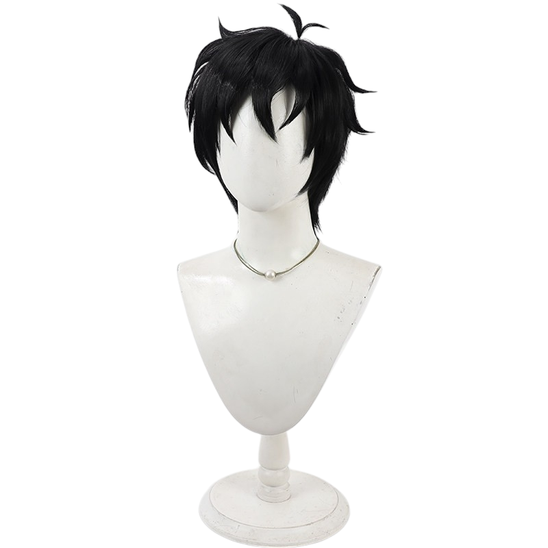 White Smoke Videl (Natade Village Ver.) Cosplay Wig - Dragon Ball Z (Black Teased Short) (FEVERCOS)