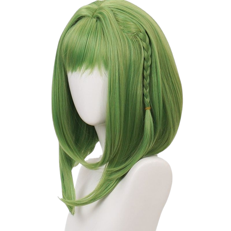 White Smoke Sakura Nanamine Cosplay Wig - Toilet-Bound Hanako-kun (Green Braided Bob) (FEVERCOS)