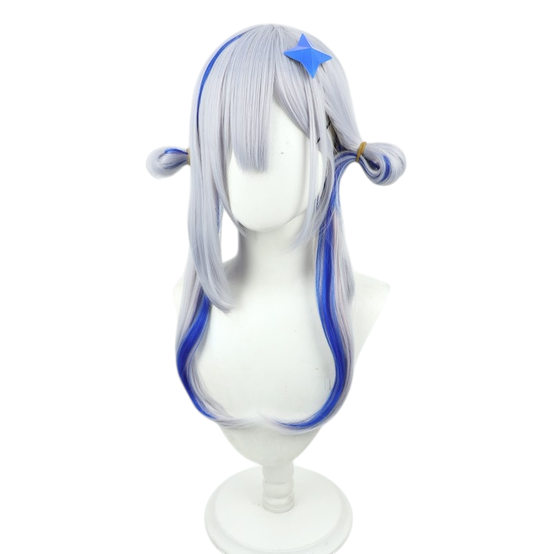 White Smoke Kanata Amane (Work Outfit) Cosplay Wig - Hololive (Styled Short with Accessories) (FEVERCOS)