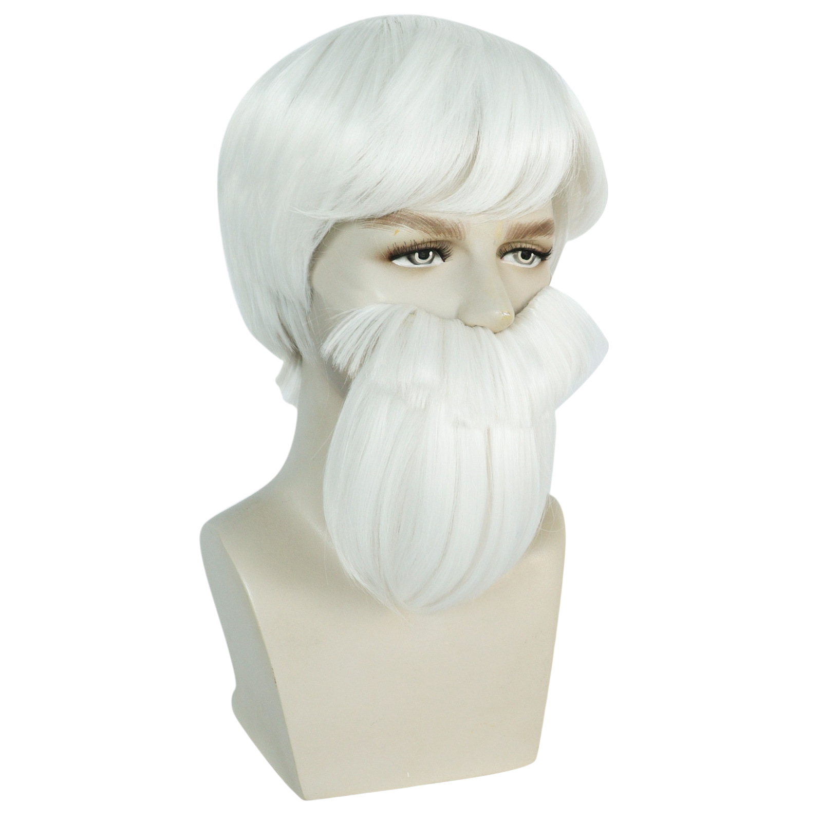Light Gray Colonel Sanders Cosplay Wig & Beard Set - KFC (White) (FEVERCOS)