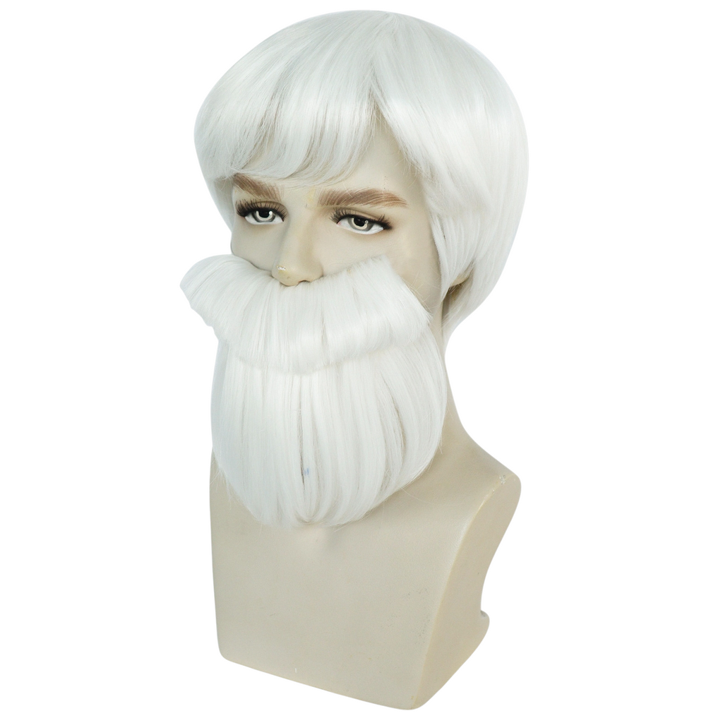 Light Gray Colonel Sanders Cosplay Wig & Beard Set - KFC (White) (FEVERCOS)