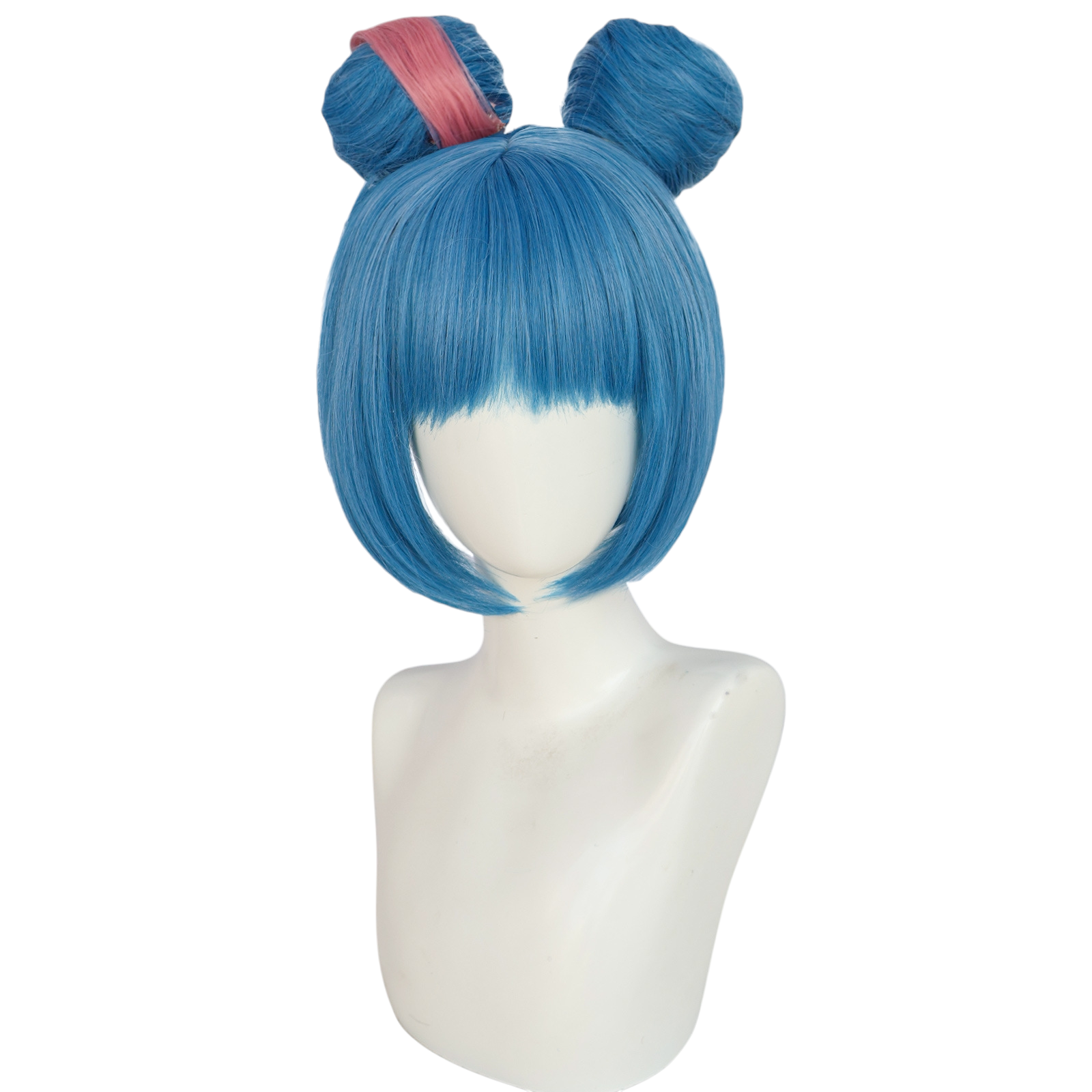 Light Gray Jinx Cosplay Wig - Arcane / LoL (Blue Twin Buns / Odango) (FEVERCOS) League of Legends