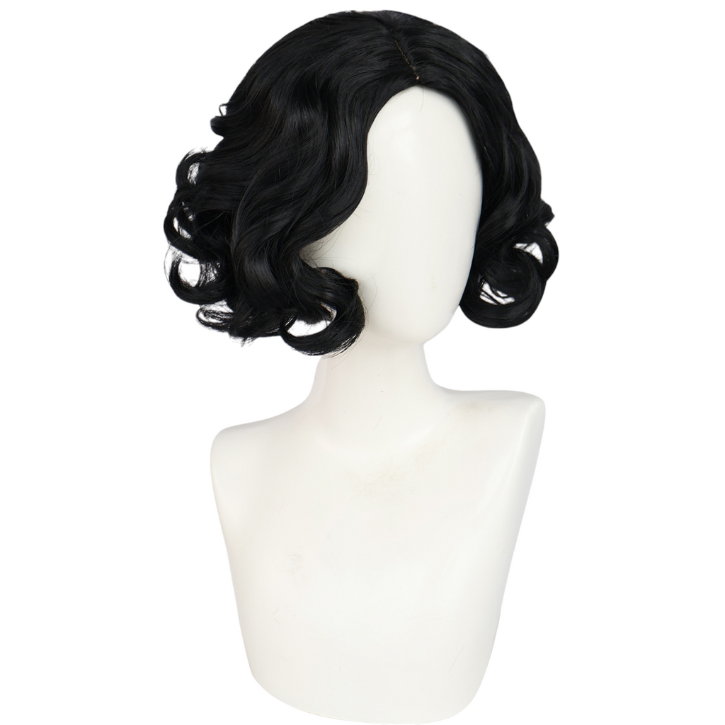 Beige Snow White Cosplay Wig - Disney Princess (Black Curly Bob) (FEVERCOS)