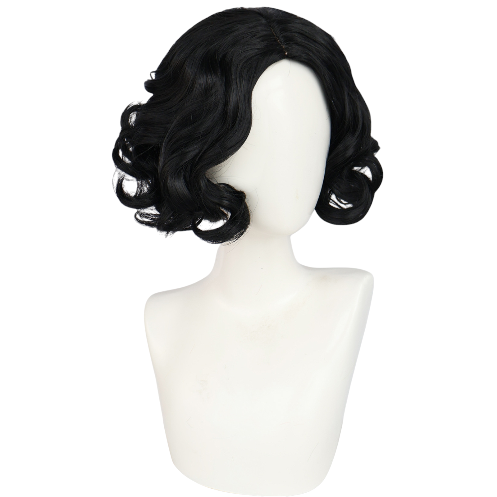 Beige Snow White Cosplay Wig - Disney Princess (Black Curly Bob) (FEVERCOS)
