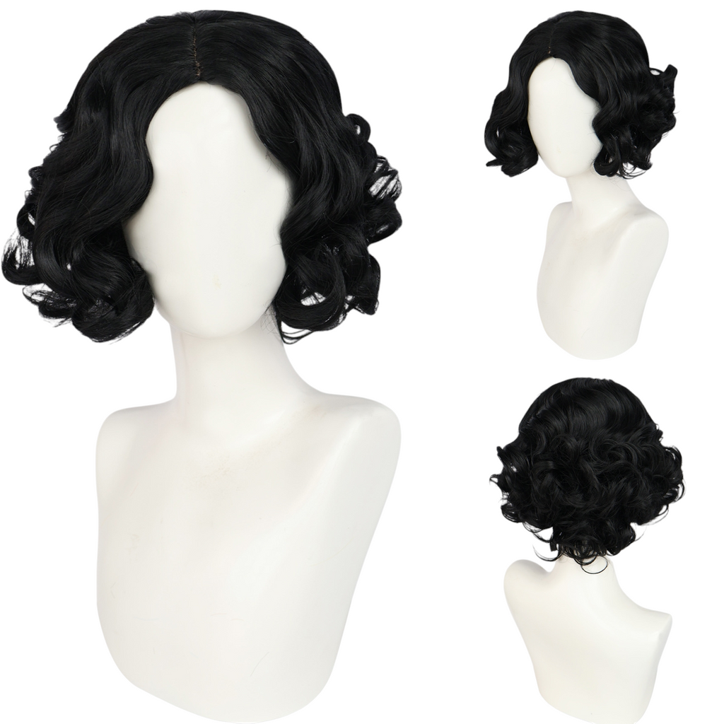 Beige Snow White Cosplay Wig - Disney Princess (Black Curly Bob) (FEVERCOS)