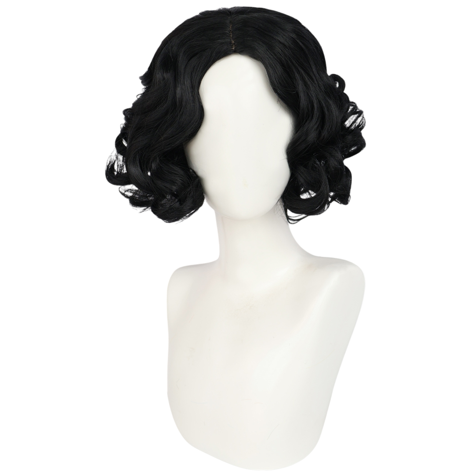 Beige Snow White Cosplay Wig - Disney Princess (Black Curly Bob) (FEVERCOS)