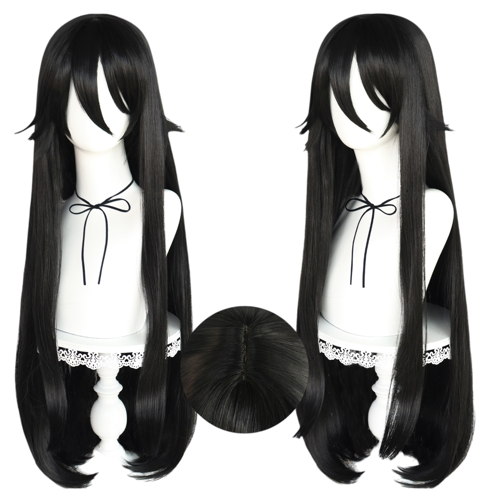 Black Ryoba Aishi Cosplay Wig - Yandere Simulator 1980s Mode (Black Ponytail) (FEVERCOS)