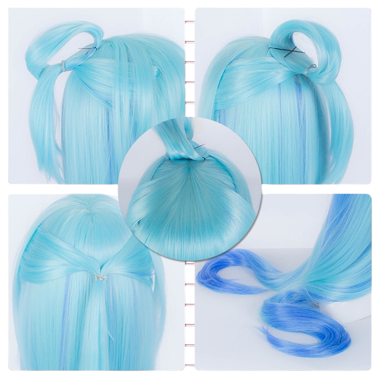 Lavender Aqua Cosplay Wig - KonoSuba (Water Blue Looped Updo) (FEVERCOS)