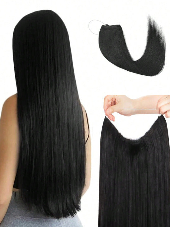 White Smoke Secret Length Halo Extension - Stealth Glamour (20-32 Inch Invisible Wire) Hair Extension