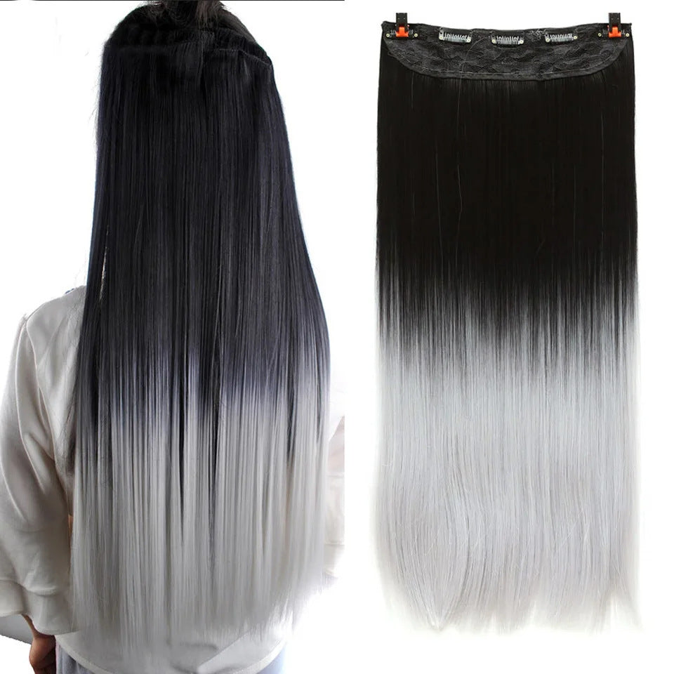 White Smoke Parisian Balayage Ash Grey Extension - Urban Subculture (Long Straight Gradient) Hair Extension