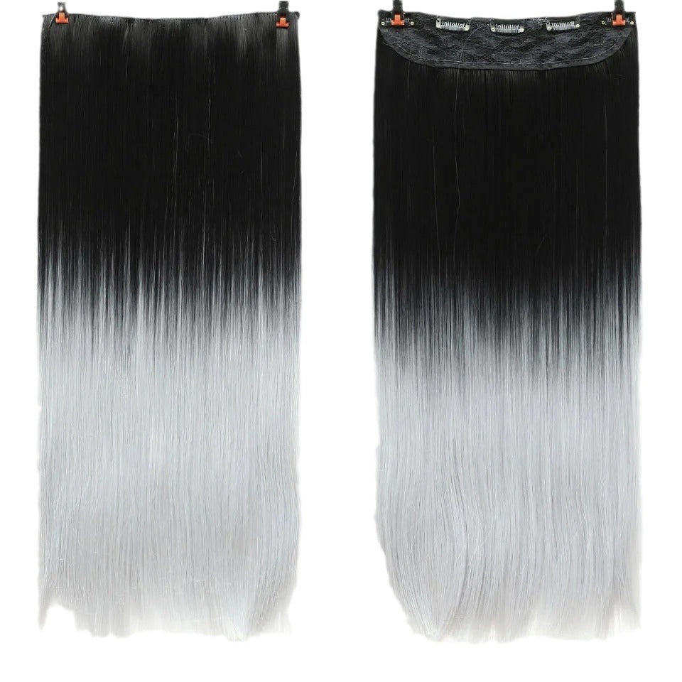 Black Parisian Balayage Ash Grey Extension - Urban Subculture (Long Straight Gradient) Hair Extension
