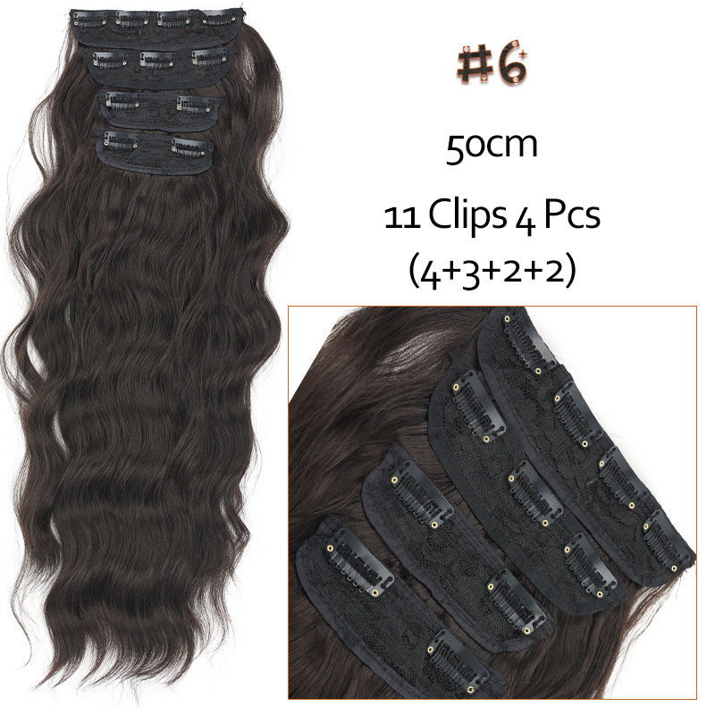 White Smoke Voluminous Water Wave 4-Piece Clip-In - Western Glamour (Long Curly Texture) Hair Extension