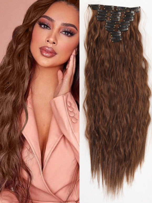 Dark Olive Green Dynamic 7-Piece Corn Perm Extension - Retro Wave (Water Wave Texture) Hair Extension
