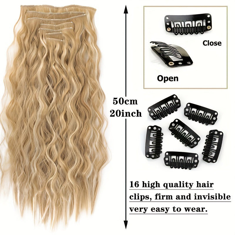 White Smoke Dynamic 7-Piece Corn Perm Extension - Retro Wave (Water Wave Texture) Hair Extension