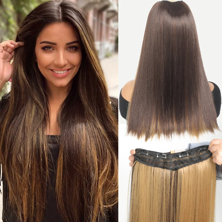White Smoke Architectural V-Shape Extension - Runway Sleek (28-Inch One-Piece) Hair Extension