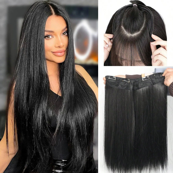 Black Architectural V-Shape Extension - Runway Sleek (28-Inch One-Piece) Hair Extension