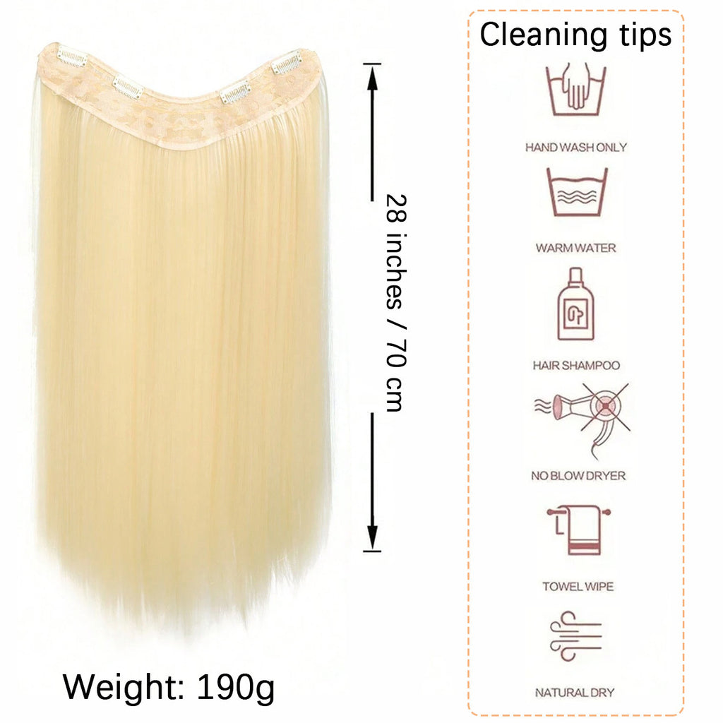White Smoke Architectural V-Shape Extension - Runway Sleek (28-Inch One-Piece) Hair Extension
