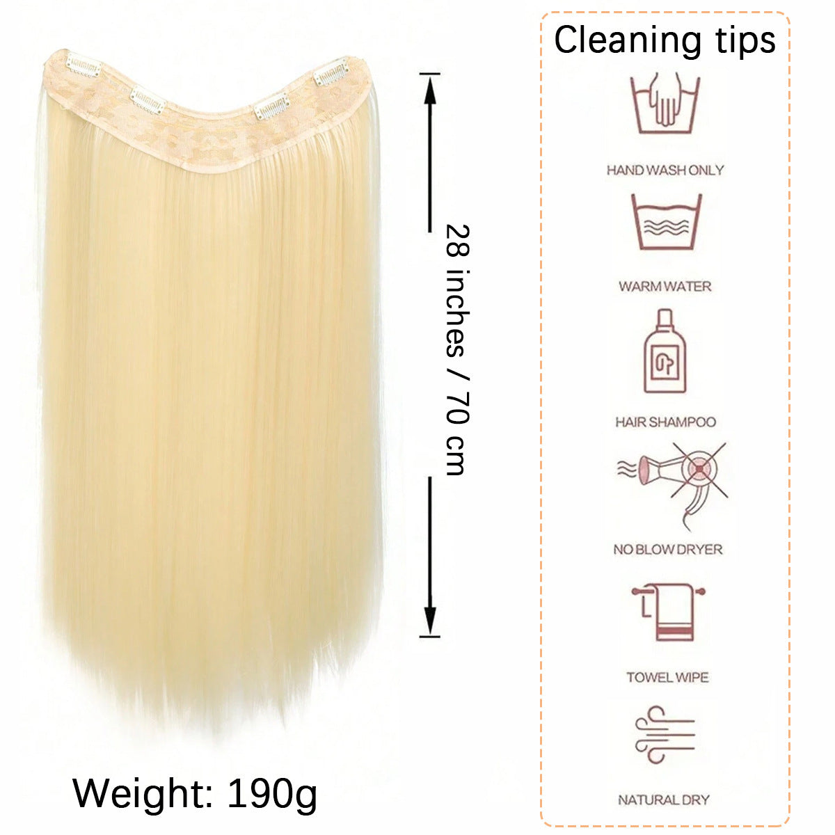 White Smoke Architectural V-Shape Extension - Runway Sleek (28-Inch One-Piece) Hair Extension