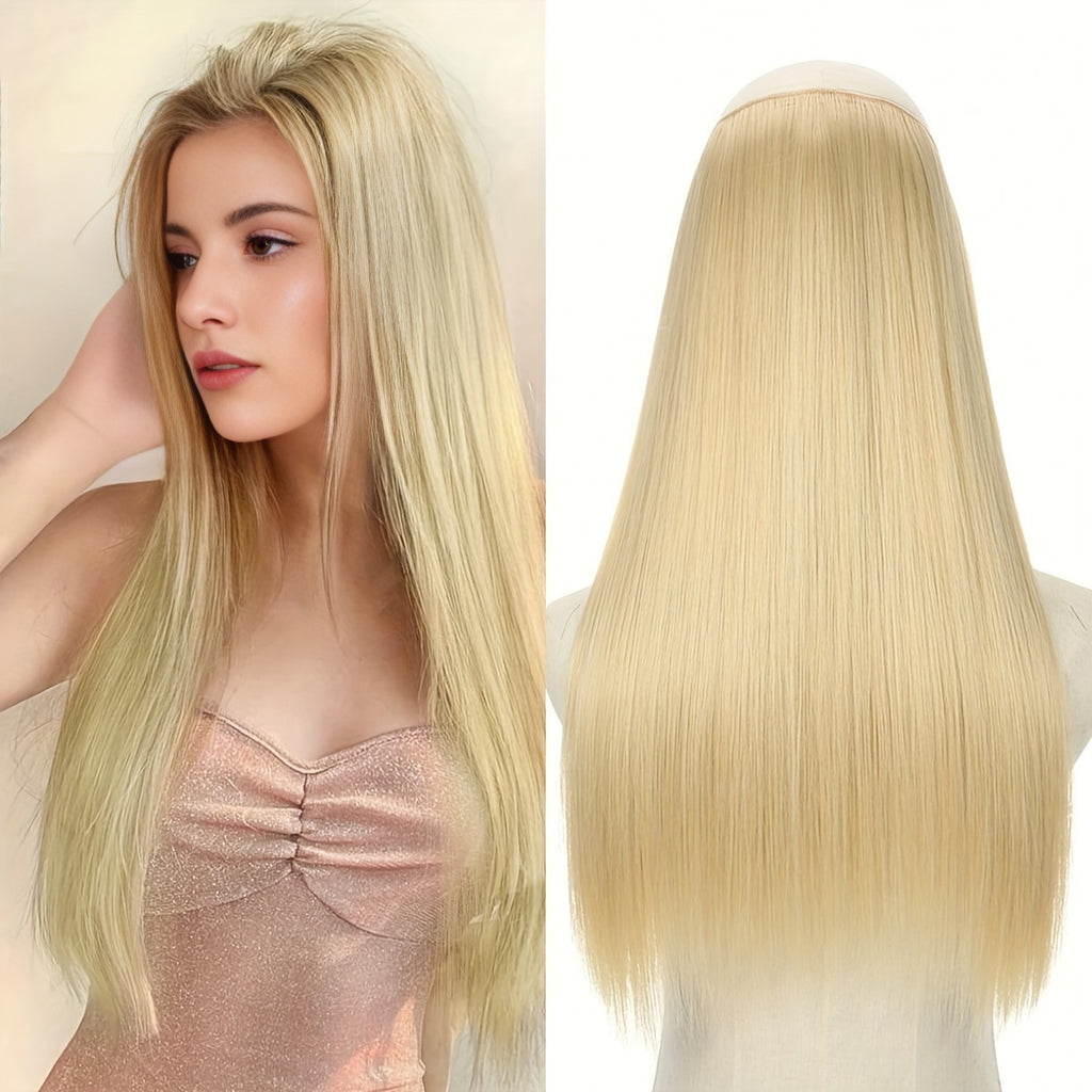 White Smoke Architectural V-Shape Extension - Runway Sleek (28-Inch One-Piece) Hair Extension