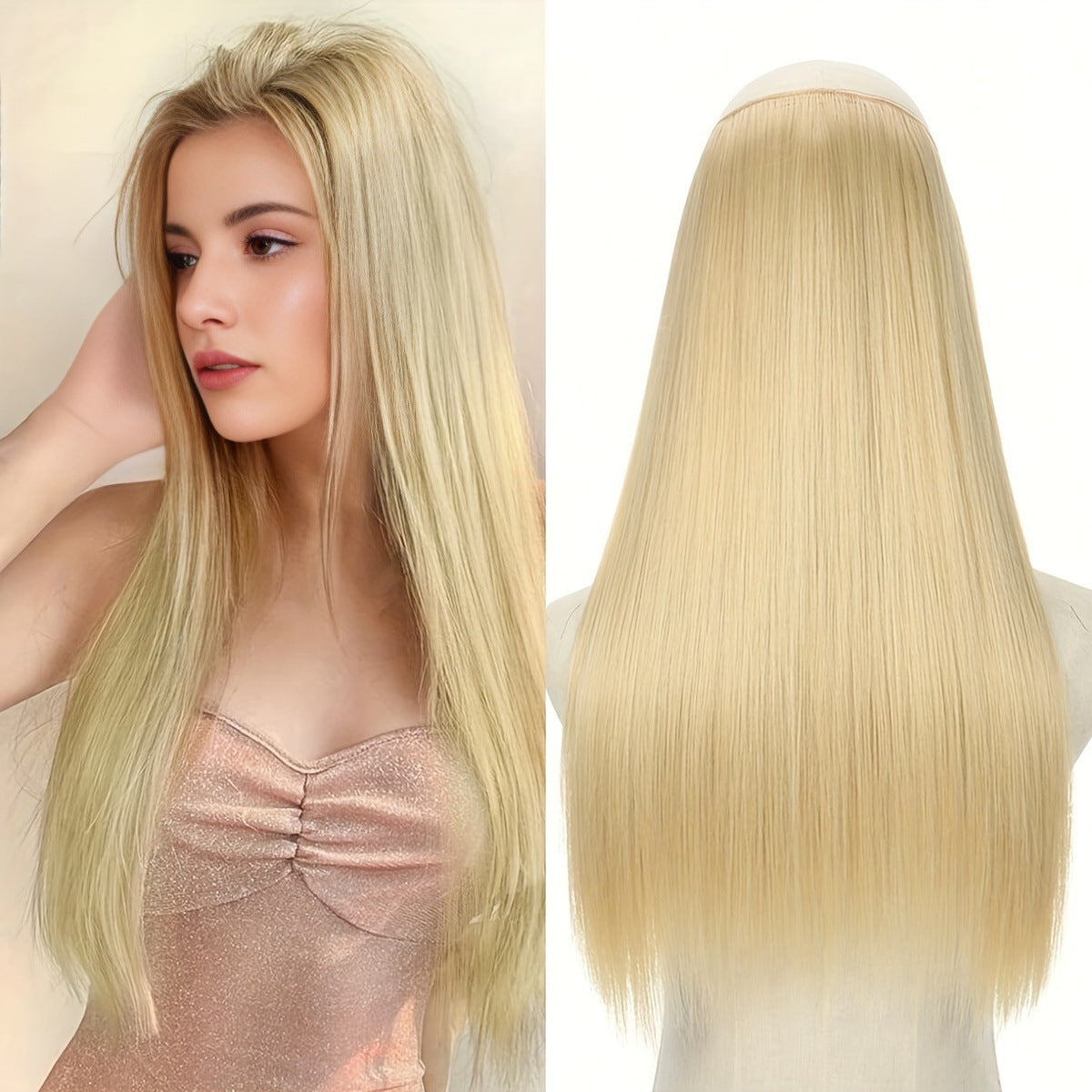 White Smoke Architectural V-Shape Extension - Runway Sleek (28-Inch One-Piece) Hair Extension