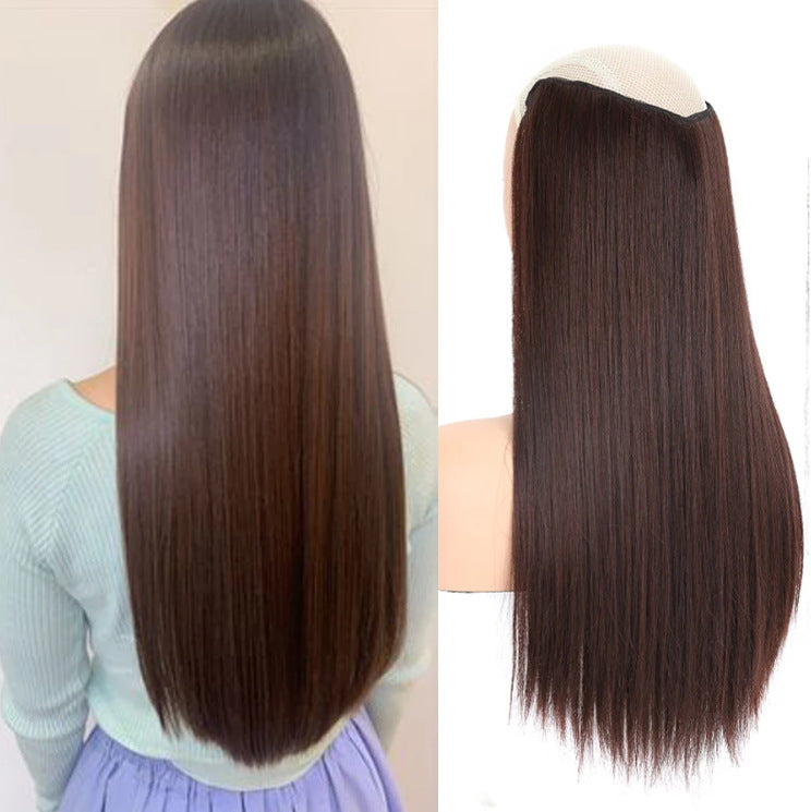 White Smoke Architectural V-Shape Extension - Runway Sleek (28-Inch One-Piece) Hair Extension
