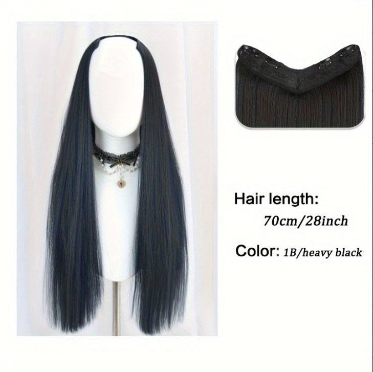 White Smoke Architectural V-Shape Extension - Runway Sleek (28-Inch One-Piece) Hair Extension