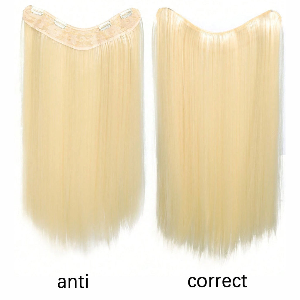 White Smoke Architectural V-Shape Extension - Runway Sleek (28-Inch One-Piece) Hair Extension