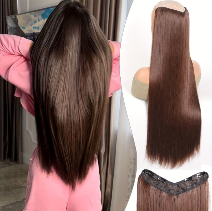 White Smoke Architectural V-Shape Extension - Runway Sleek (28-Inch One-Piece) Hair Extension