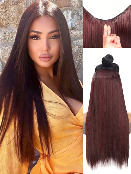 White Smoke Secret Length Halo Extension - Stealth Glamour (20-32 Inch Invisible Wire) Hair Extension