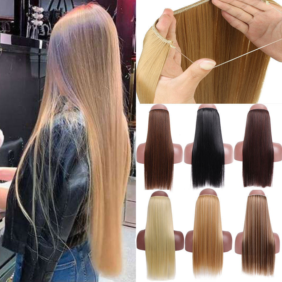 White Smoke Secret Length Halo Extension - Stealth Glamour (20-32 Inch Invisible Wire) Hair Extension