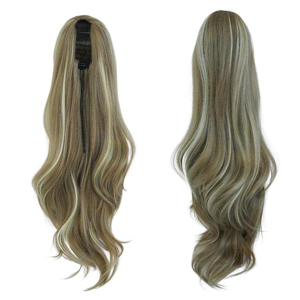 White Smoke 28-Inch Deep Wave Drawstring Ponytail - Accessory Collection (Curly Extension) (FEVERCOS)
