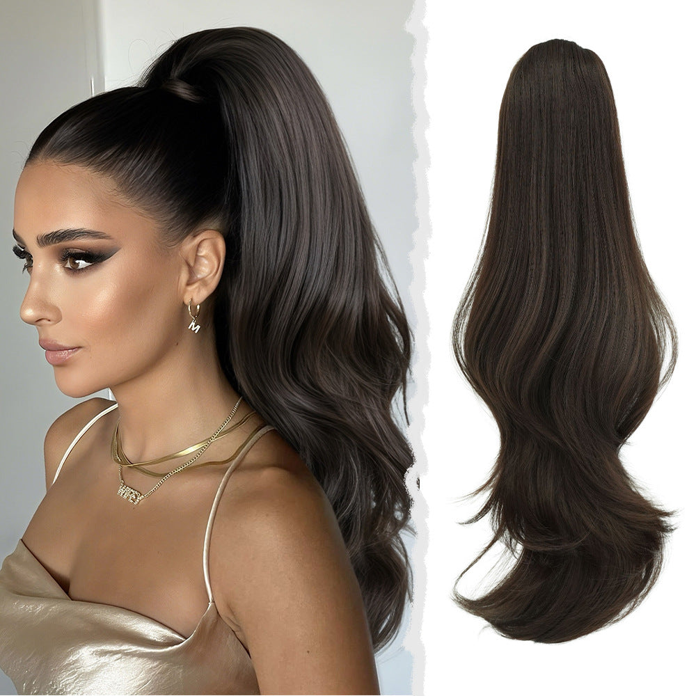 White Smoke 28-Inch Deep Wave Drawstring Ponytail - Accessory Collection (Curly Extension) (FEVERCOS)