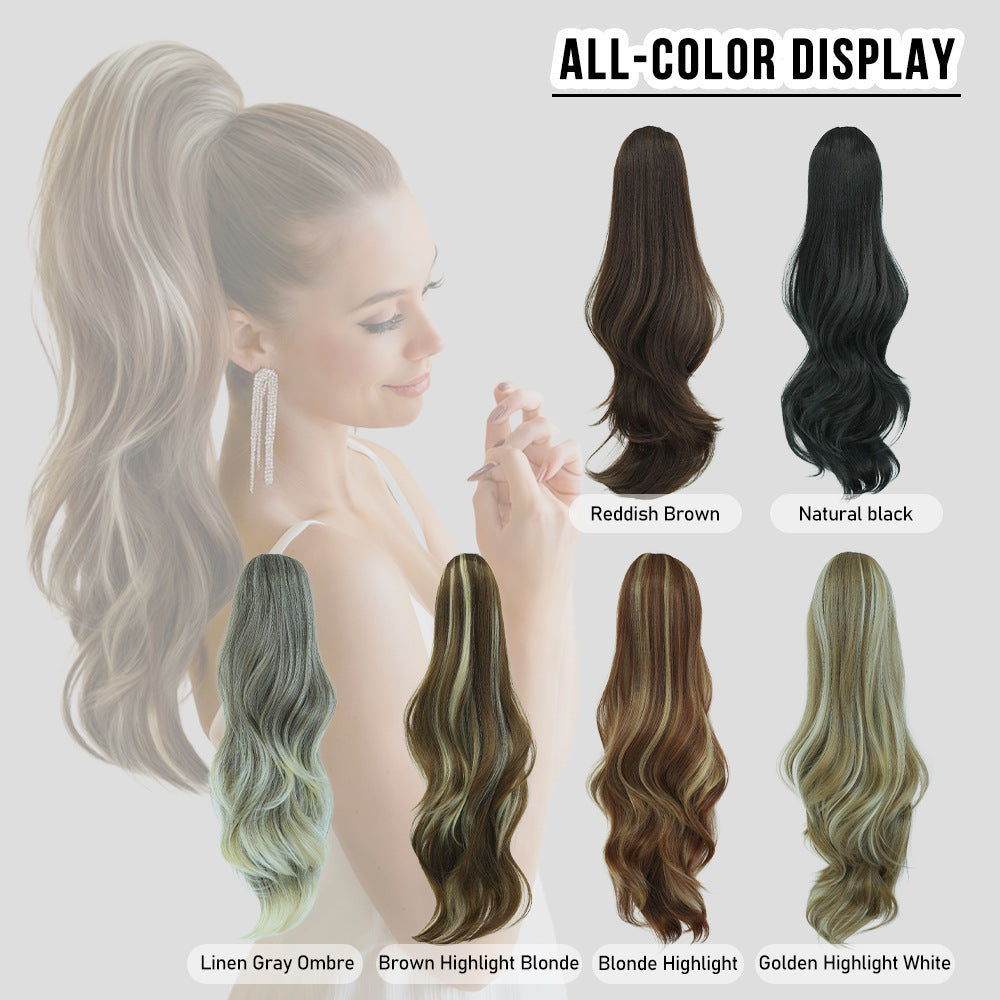 Light Gray 28-Inch Deep Wave Drawstring Ponytail - Accessory Collection (Curly Extension) (FEVERCOS)