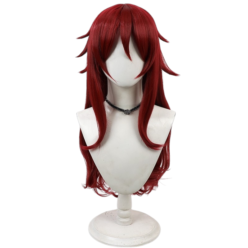 White Smoke Hwa Ryun Cosplay Wig - Tower of God (Wine Red Wavy Scalp) (FEVERCOS)