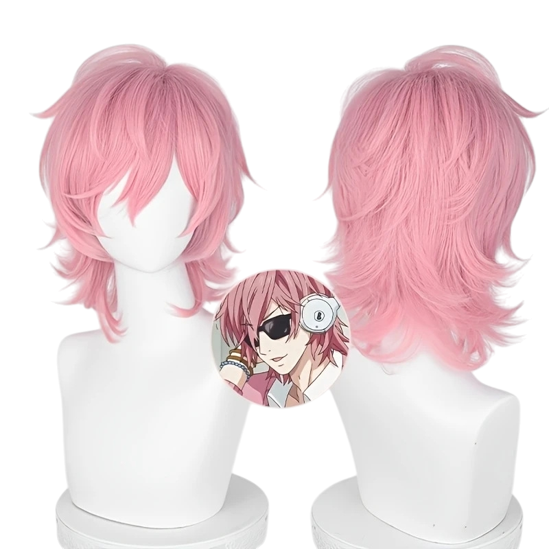 White Smoke Ayato Yuri Cosplay Wig - Yarichin Bitch Club (Pink Short Bob) (FEVERCOS)
