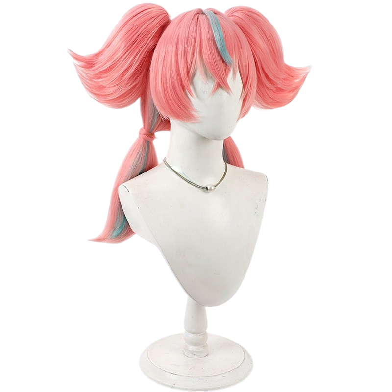 White Smoke Aria Cosplay Wig - Zenless Zone Zero (Pink Detachable Twin Tails) (FEVERCOS)