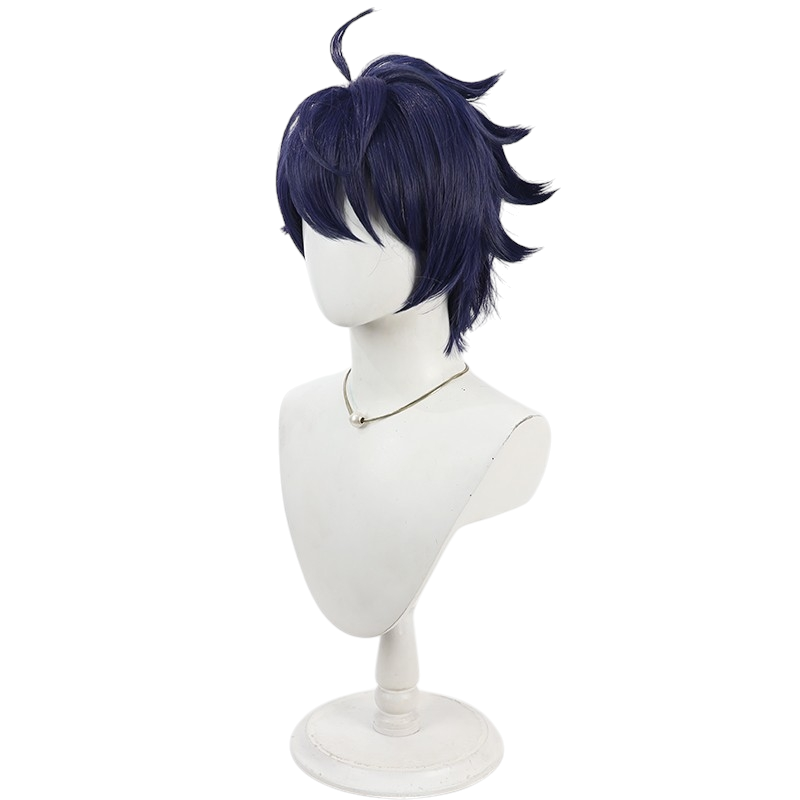 White Smoke Shiki Ichinose Cosplay Wig - Tougen Anki (Dark Blue Teased Flipped) (FEVERCOS)
